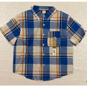 NWT Thereabouts Boys Plaid Button-Up Dress Shirt XS 6/7 Short Sleeve Classic